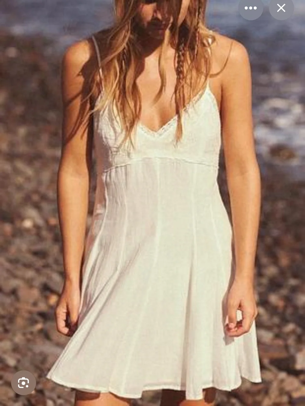 Zara Cream Lace-Trim Spaghetti-Strap Dress